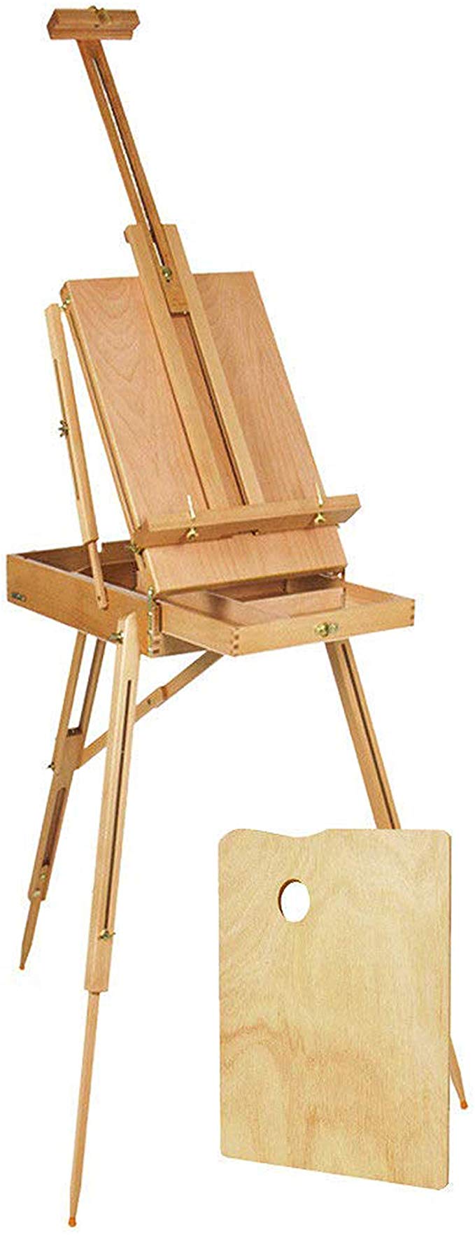 Table De Jardin Bois Pliante Beau Artiste Studio Chevalet 190 Cm 74 8" Portable Pliable Grand Chevalet Reglable toile Titulaire Avec Tirage De Stockage Et Palette Idéal Pour La