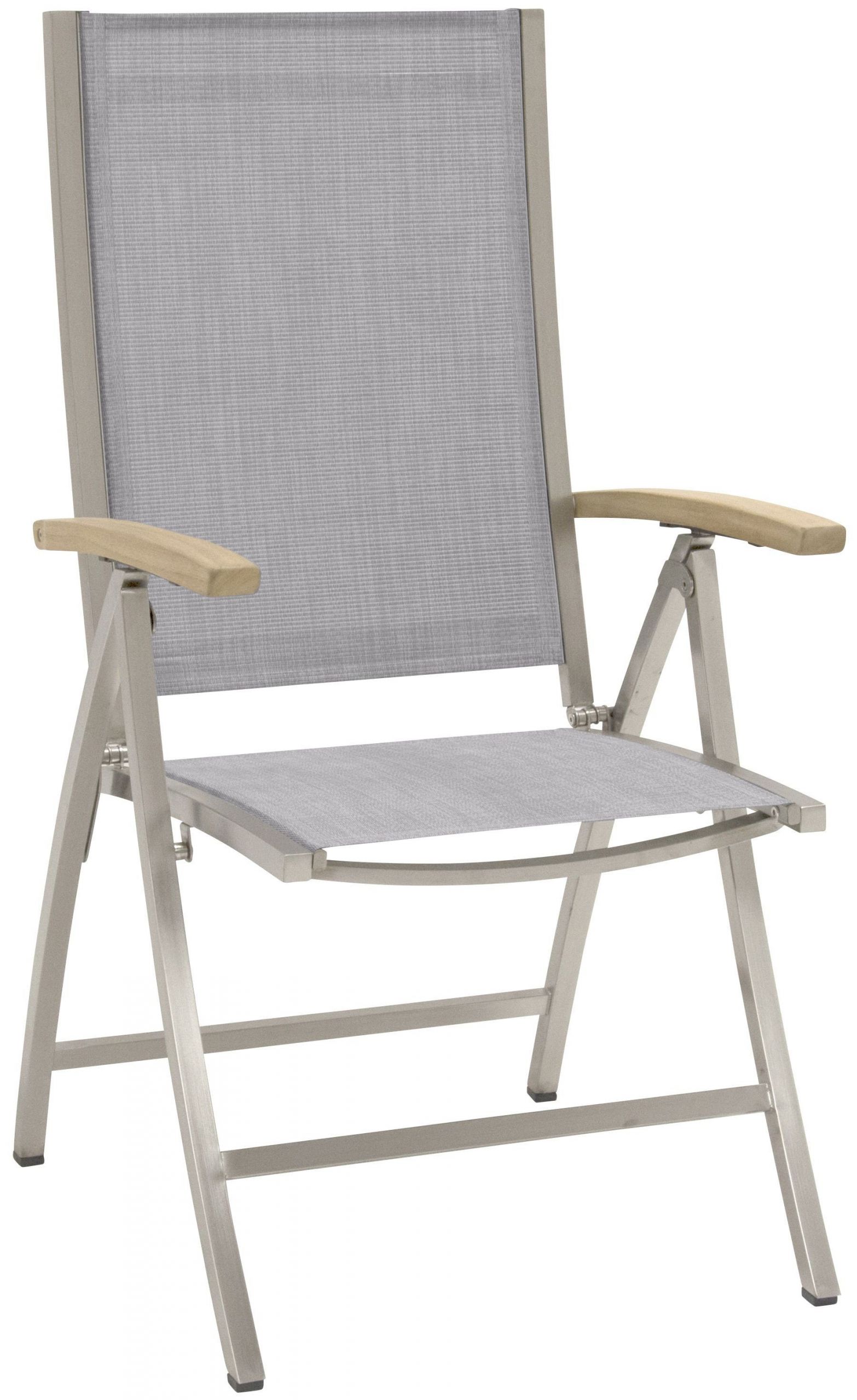 chaise de jardin avec dossier haut empilable en acier coloris gris cendre 39