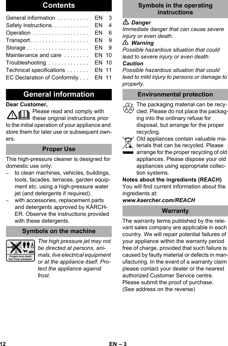 KarcherK3500Eu User Guide Page 12