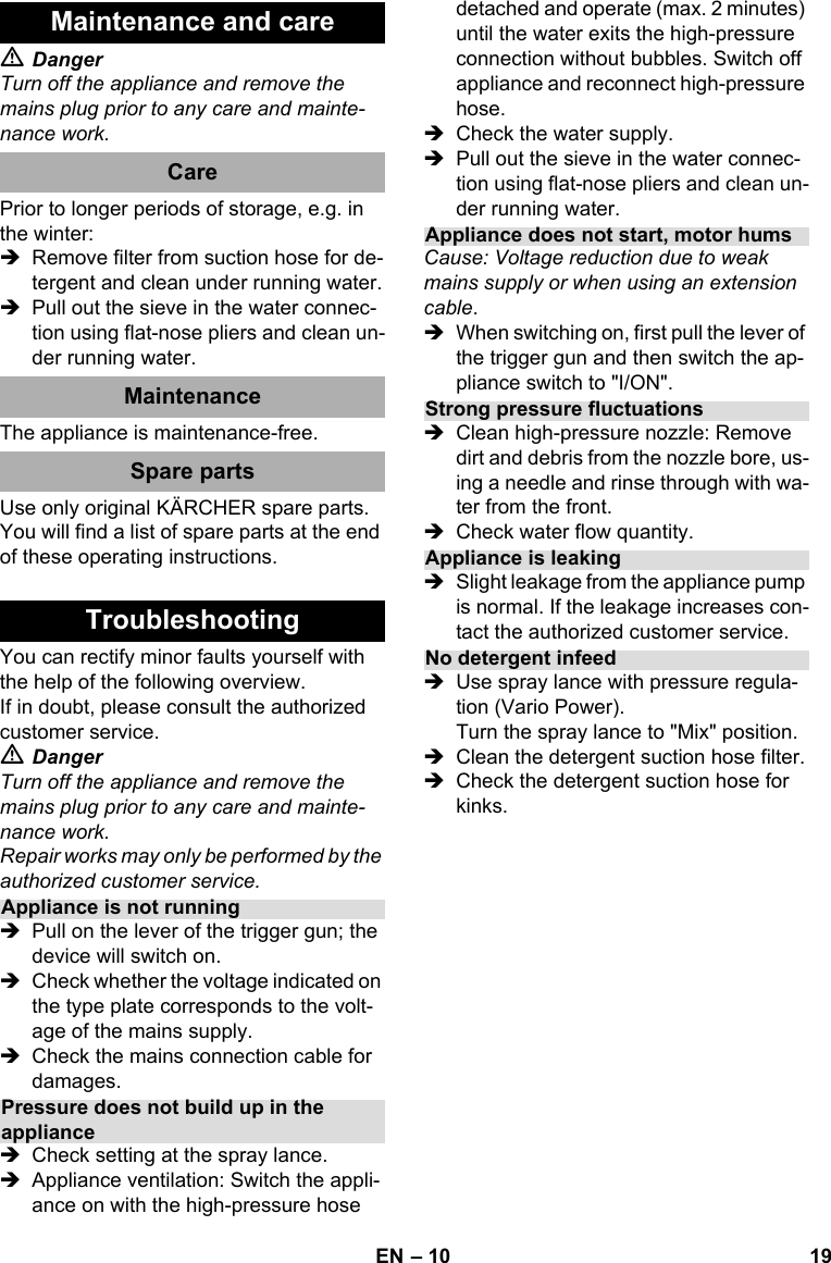 KarcherK3500Eu User Guide Page 19