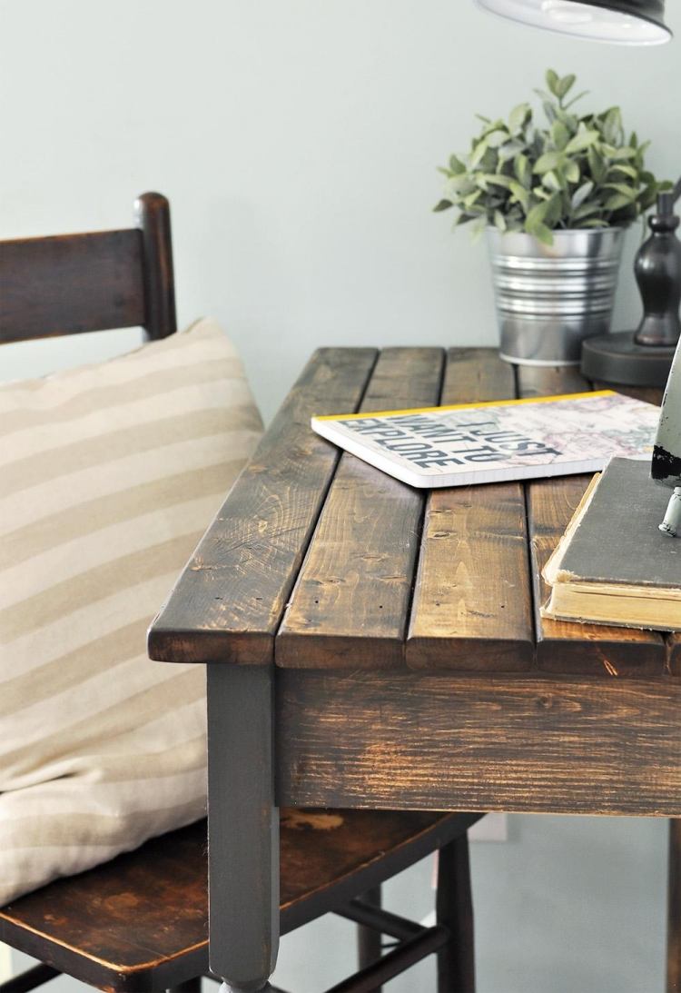 meuble bureau bois cérusé style vintage peinture effet vielli