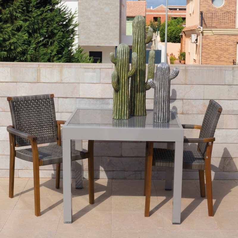 table de jardin extensible aluminium longueur 90 cm thalia gris