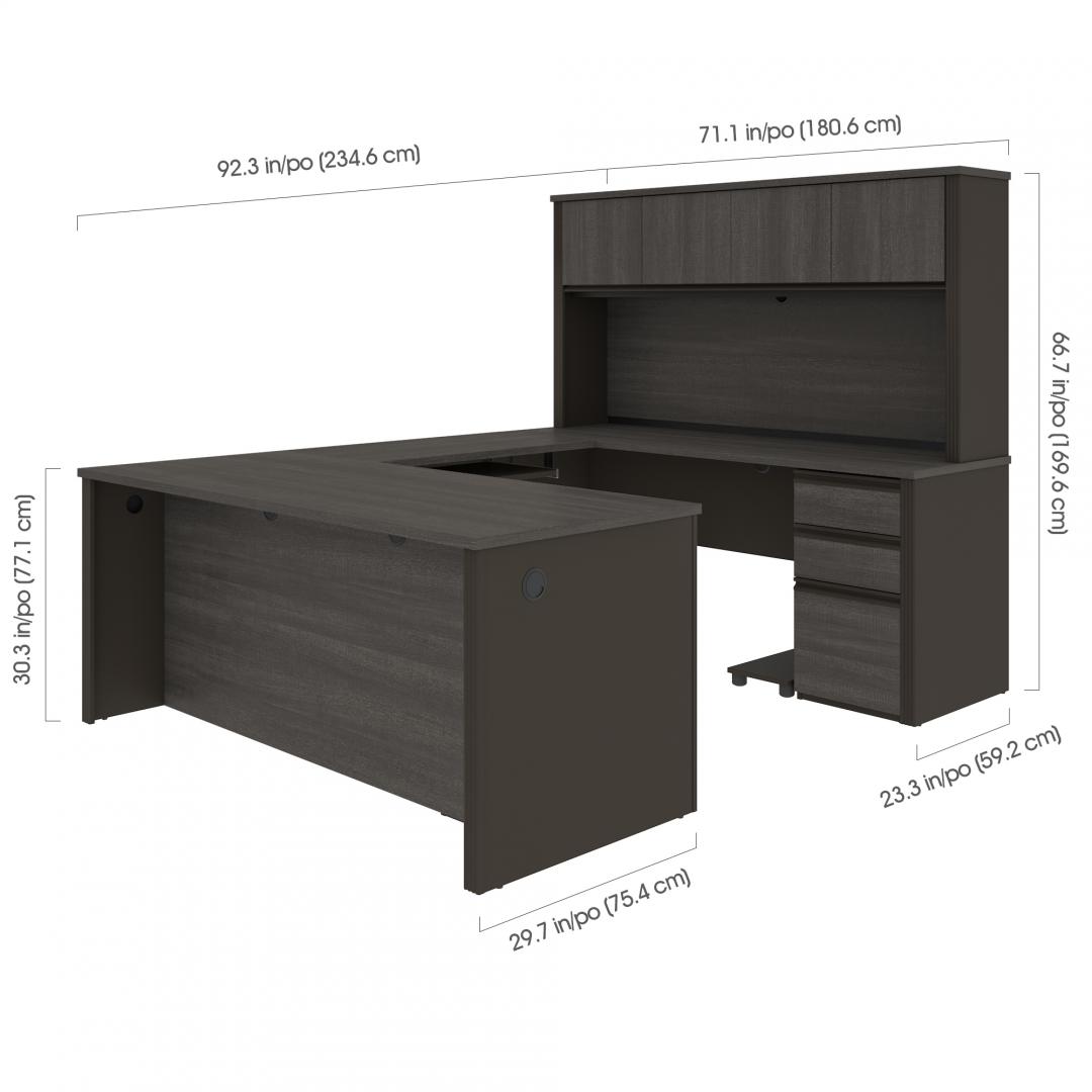 Table De Salon Avec Rangement Beau Prestige Bureau En U Avec Deux Caissons Et Une Huche