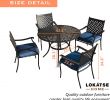 Table Et Chaise Bistrot Charmant Lokatse Home 5 Piece Outdoor Patio Metal Dining 4 Iron Arm Chairs with Seat Cushions and 1 Table with Umbrella Hole Blue Set