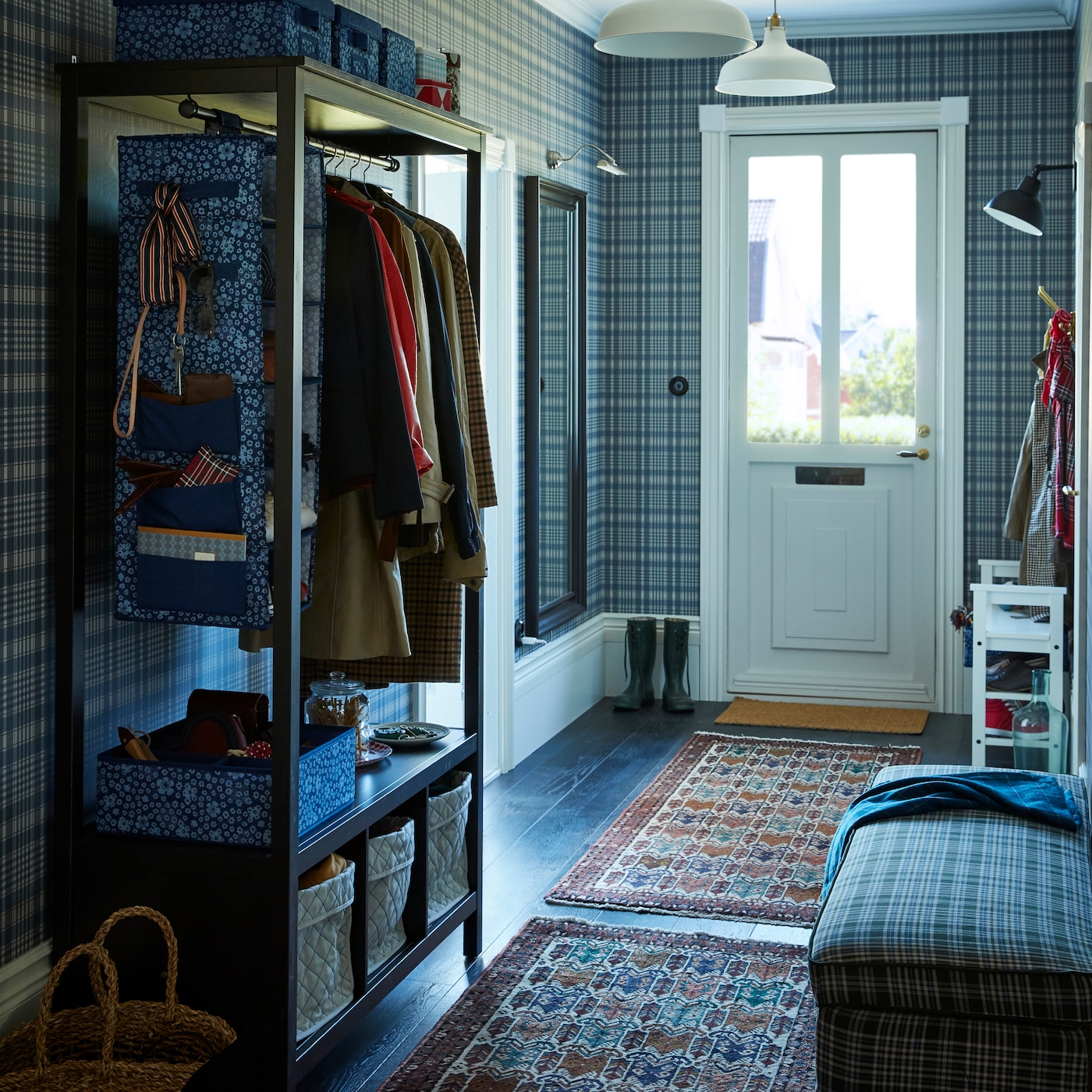 this hallway is all about green toned plaids and cool blue h 1e2a5afa0f5b c6b1cd5df8565c3