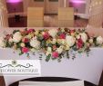 Table Eucalyptus Charmant White Pink Wedding Flowers for top Table and Ceremony