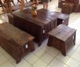 Table Frais Handcrafted Teak Wood Storage Table and Benches From Chiang