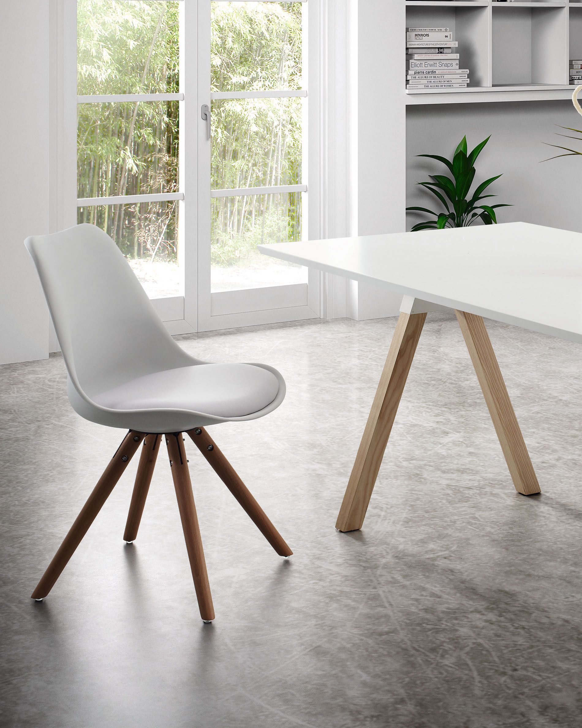 Table Haute Extensible Frais Ralf Chair White and Natural