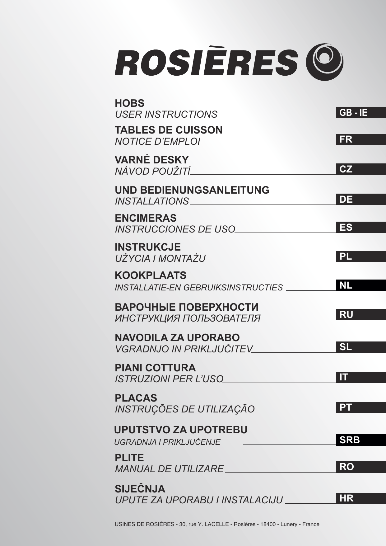 Table Haute Exterieur Aluminium Inspirant Rosieres Rgv95wfm Pn Rgv63wfm Pn Manuale Utente