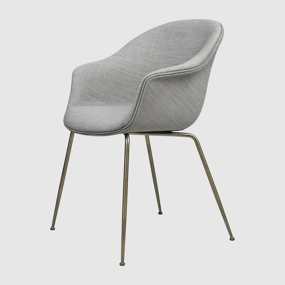 Bat DiningChair Conic FullyUpholstered AntiqueBrass Kvadrat Remix 123 F3Q