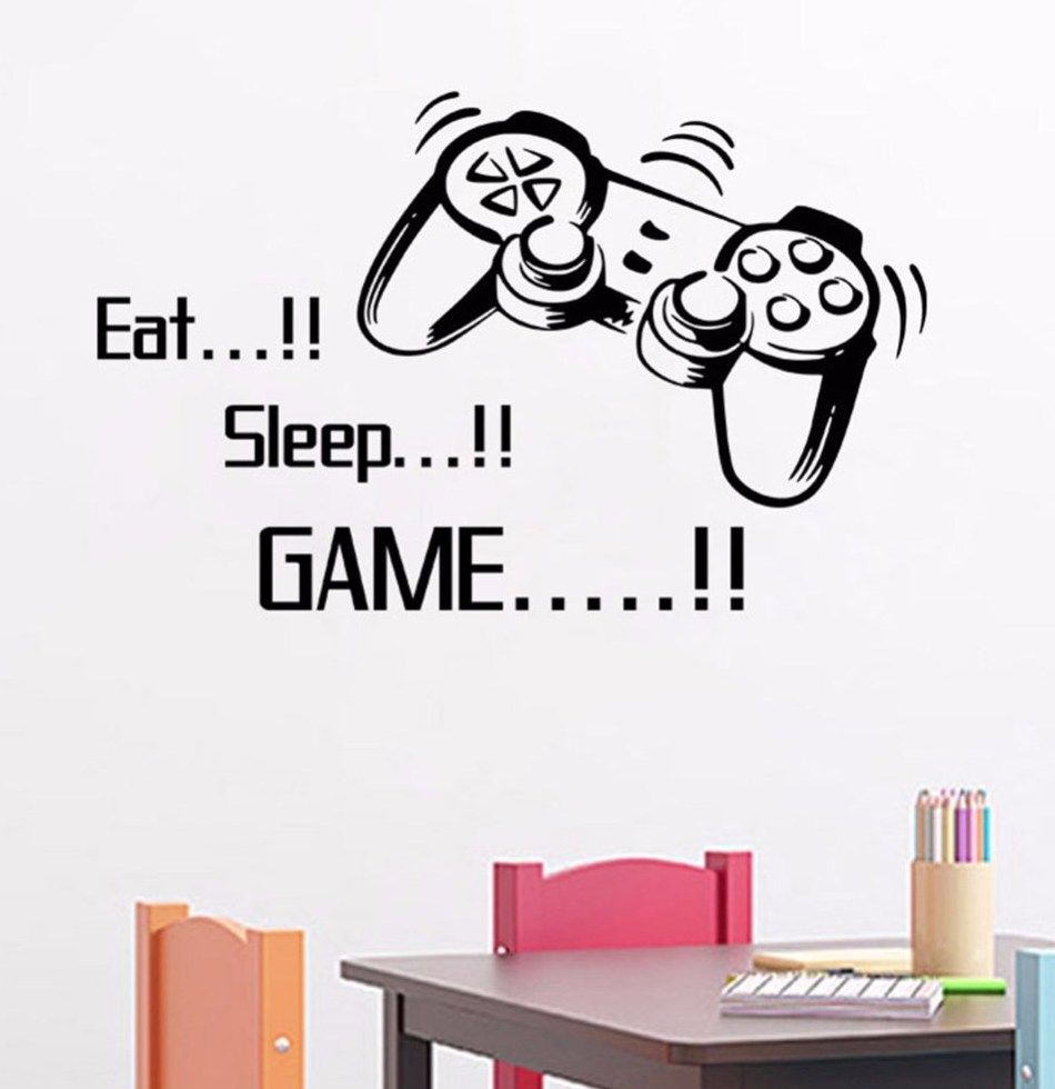 Творческий съесть сна игры стены винила Арт Наклейки геймер XBOX 3 Обувь для мальчиков Спальня письмо