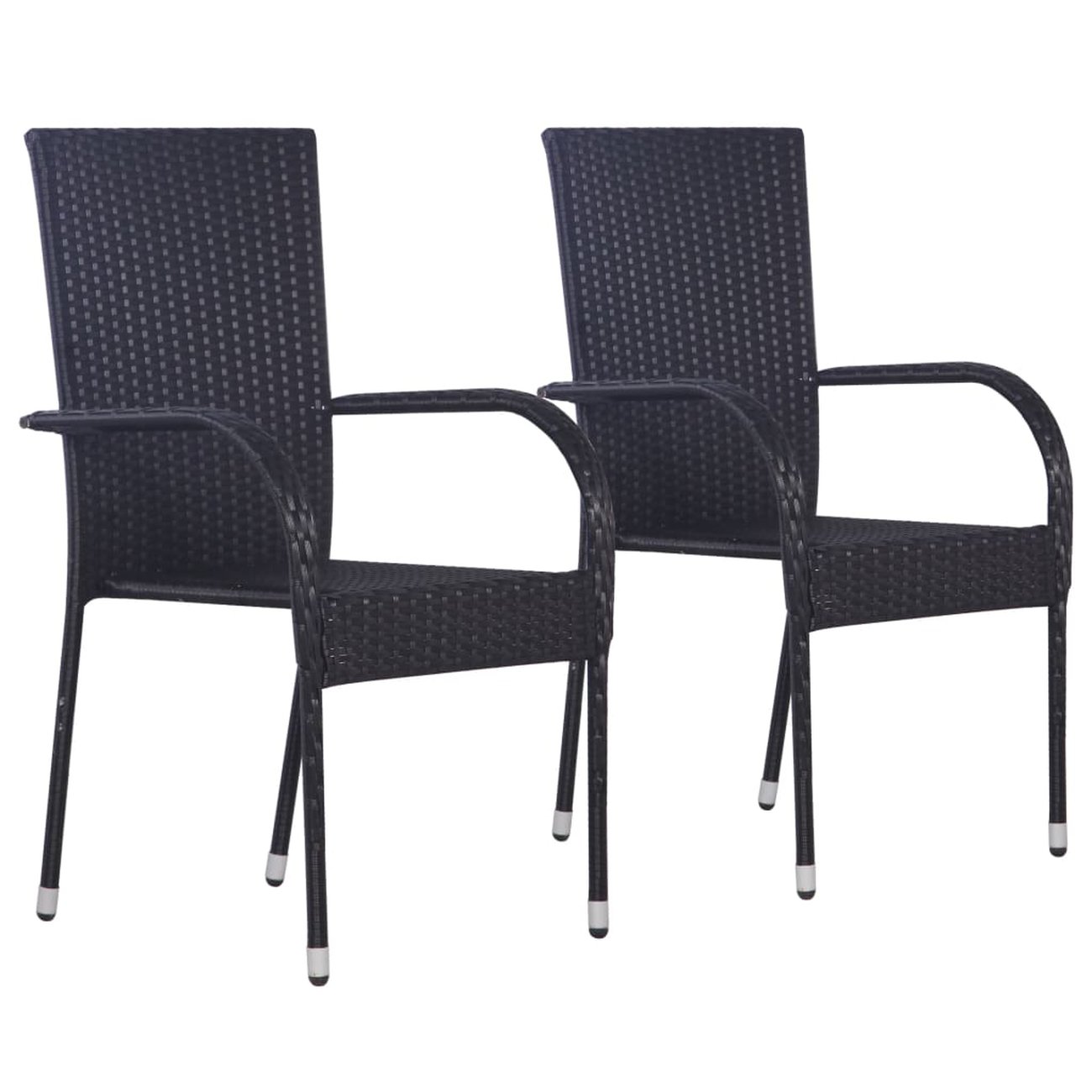 vidaxl chaises empilables dexterieur 2 pcs resine tressee noir 1 v2