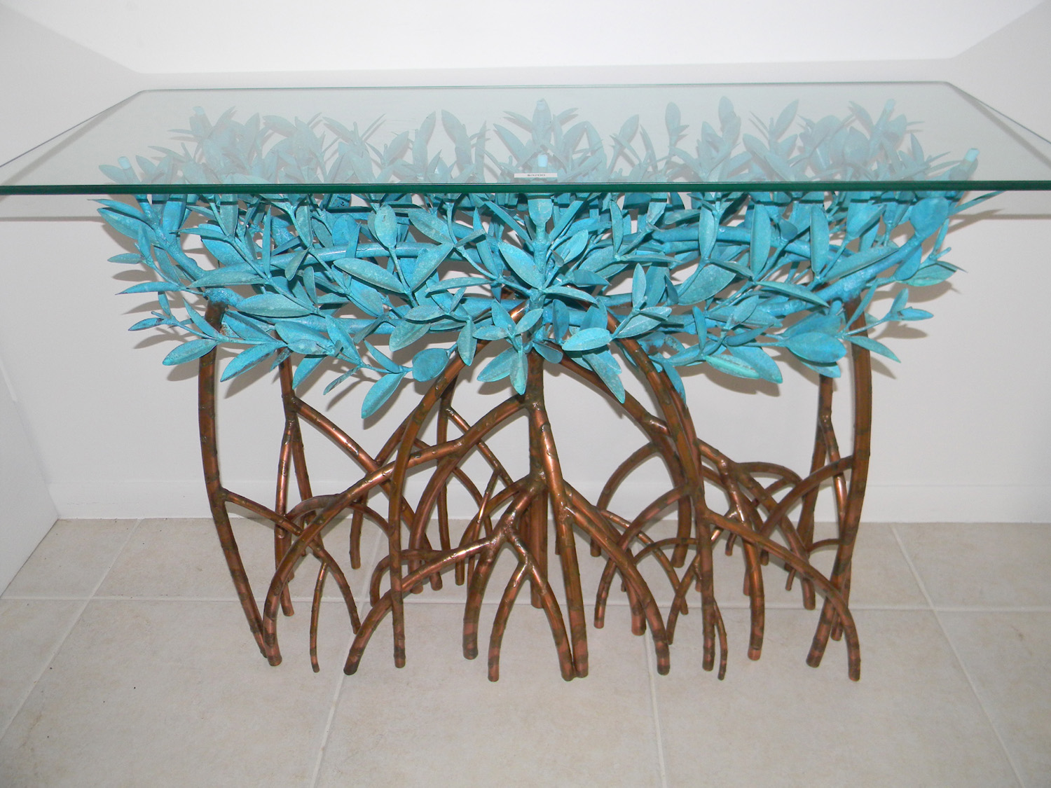 Copper Mangrove Tree Sofa Table