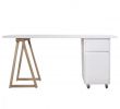 Table Pour Petit Espace Charmant White top Oak Trestle Leg and Trestle Cube with Drawer and