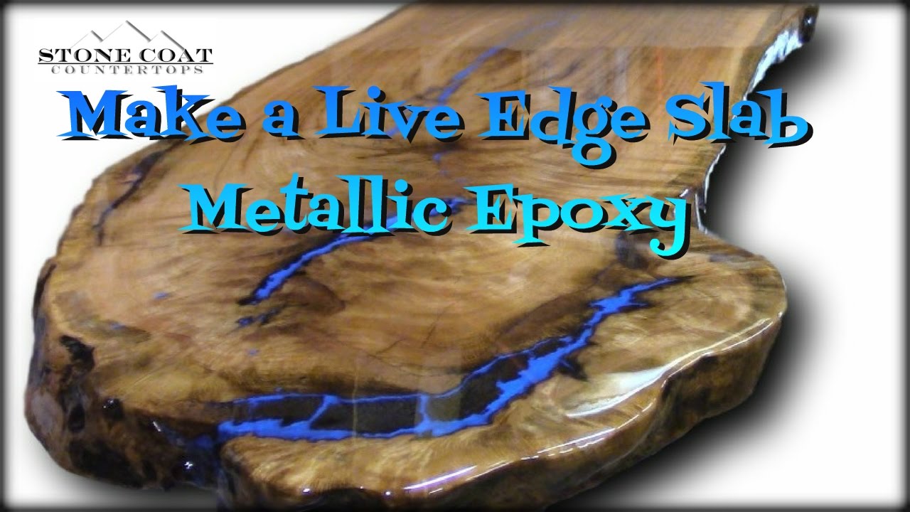 Table Resine Élégant Live Edge Slab Table How to Coat and Finish with Blue Metallic