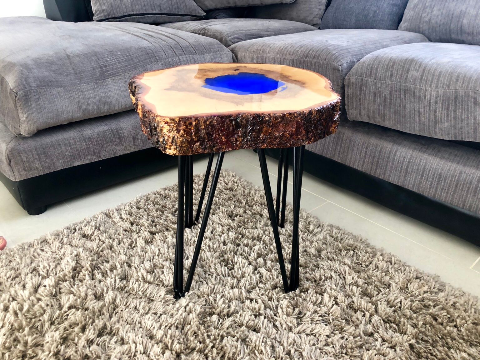 Table Resine Nouveau Coffee Side Table with Fluorescent Epoxy Resi