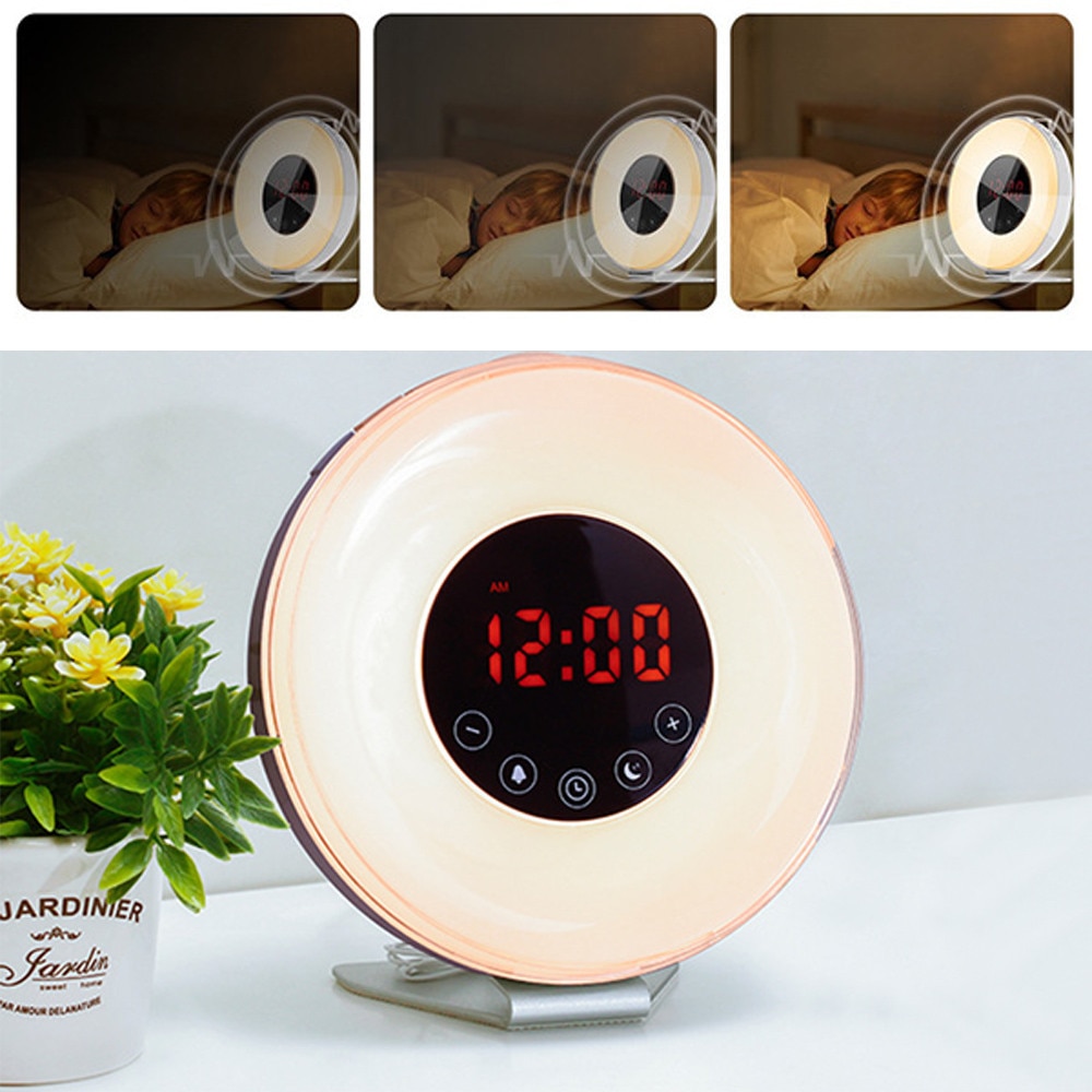 Table Ronde Jardin Luxe € 20 76 De Réduction 2018 Led Numérique Réveil Alarme De Lumi¨re Horloge Smiley Simulation Nature sons Fm Radio Réglable Tableau D Affichage Nuit