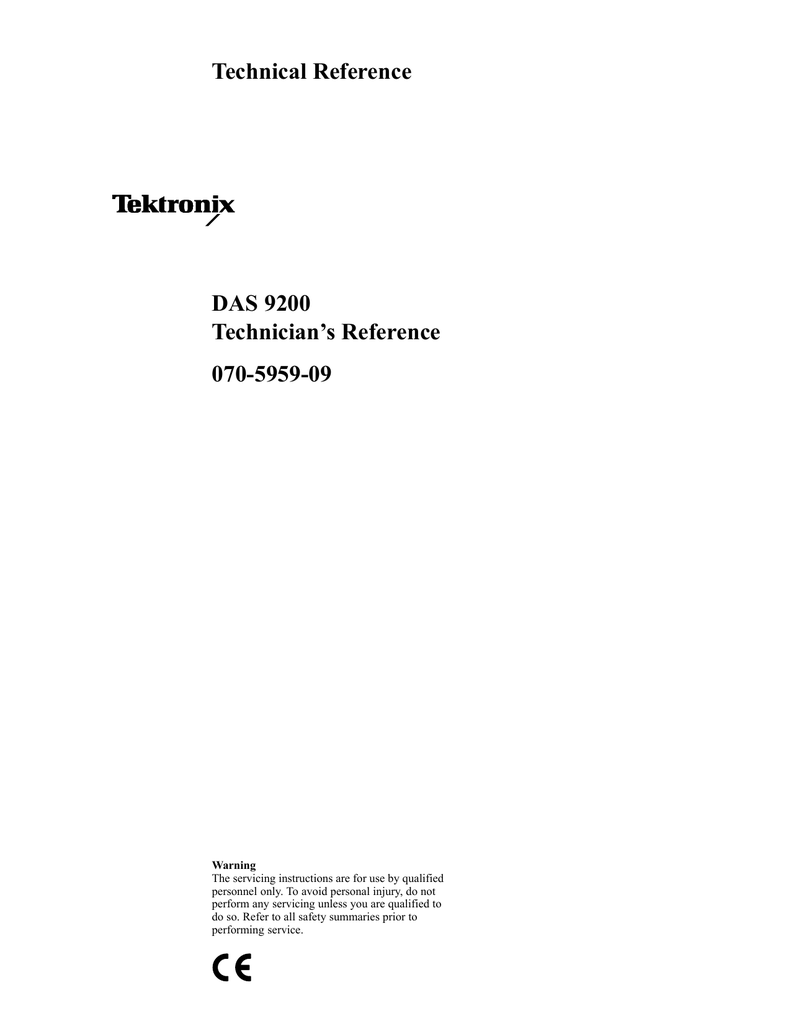 Table Teck Élégant Tektronix Das 9200 Technicians Manual