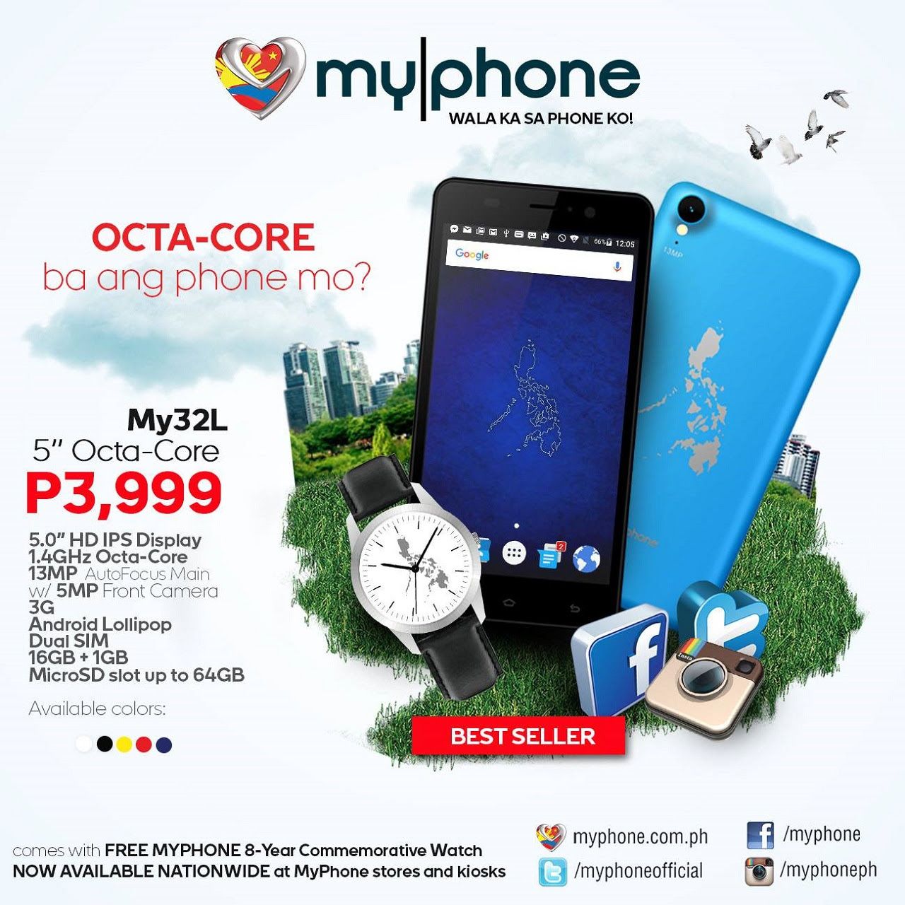 Telephone Cdiscount Charmant Myphone My32l with Octa Core soc In Philippine for PHP 3999