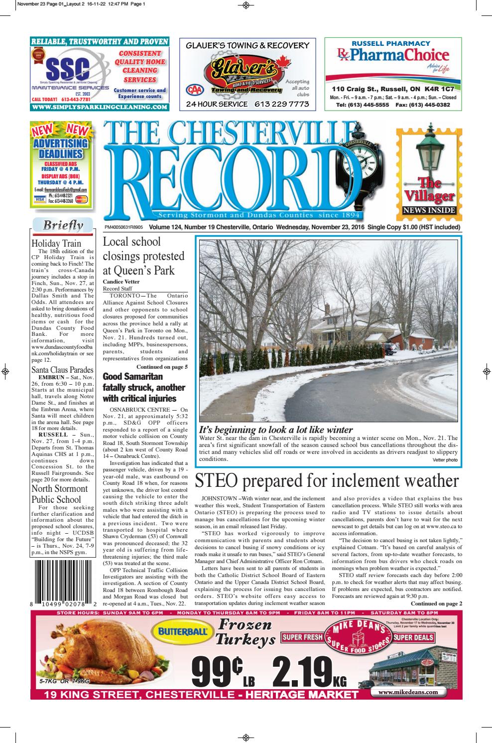 Telephone Chez Leclerc Best Of the Chesterville Record November 23 2016 by Robin Morris