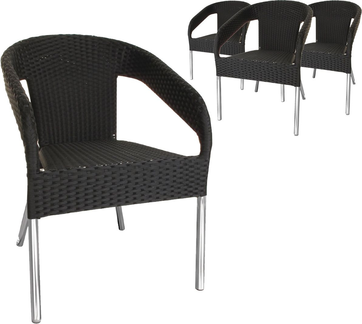 lot de 4 chaises de jardin en osier empilables coloris gris anthracite 30