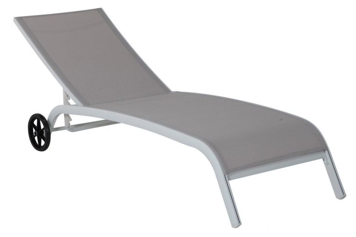 Transat Jardin Élégant Bain De soleil De Jardin En Tissu Marbella Gris Naterial En