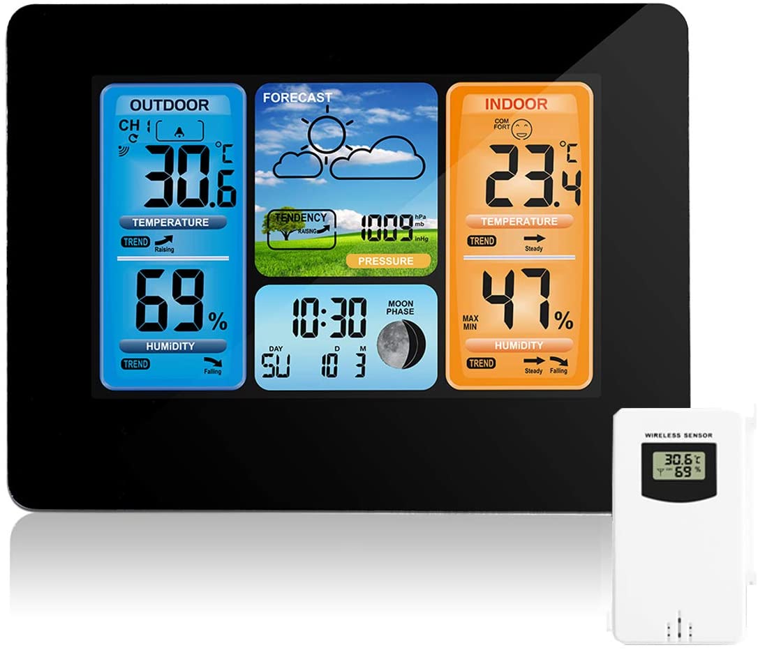 Alarme Exterieur Pour Jardin Best Of Station Météo Sans Fil Station De Prévision Numérique Des Couleurs thermom¨tre Intérieur Extérieur thermom¨tre Humidité Barom¨tre Alarme Phase De Lune