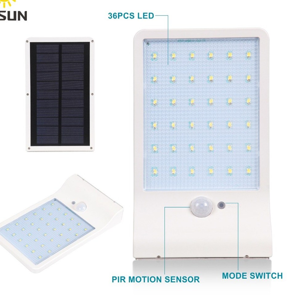 T SUNRISE Solaire Motion Sensor Lumière 36 LED Lampe projecteur Solaire Lampes Solaires Éclairage Extérieur pour