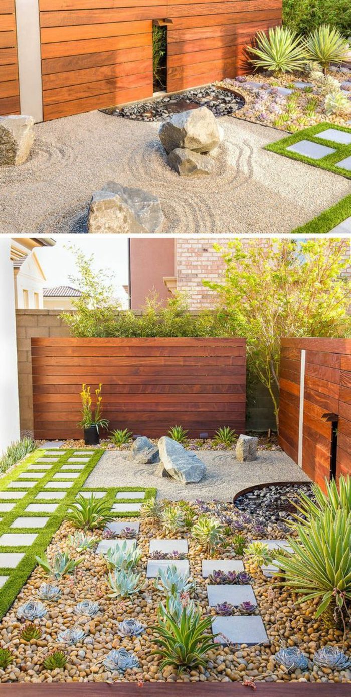 d C3 A9co de jardin zen ment am C3 A9nager la cour avec galets plantes vertes et pierres