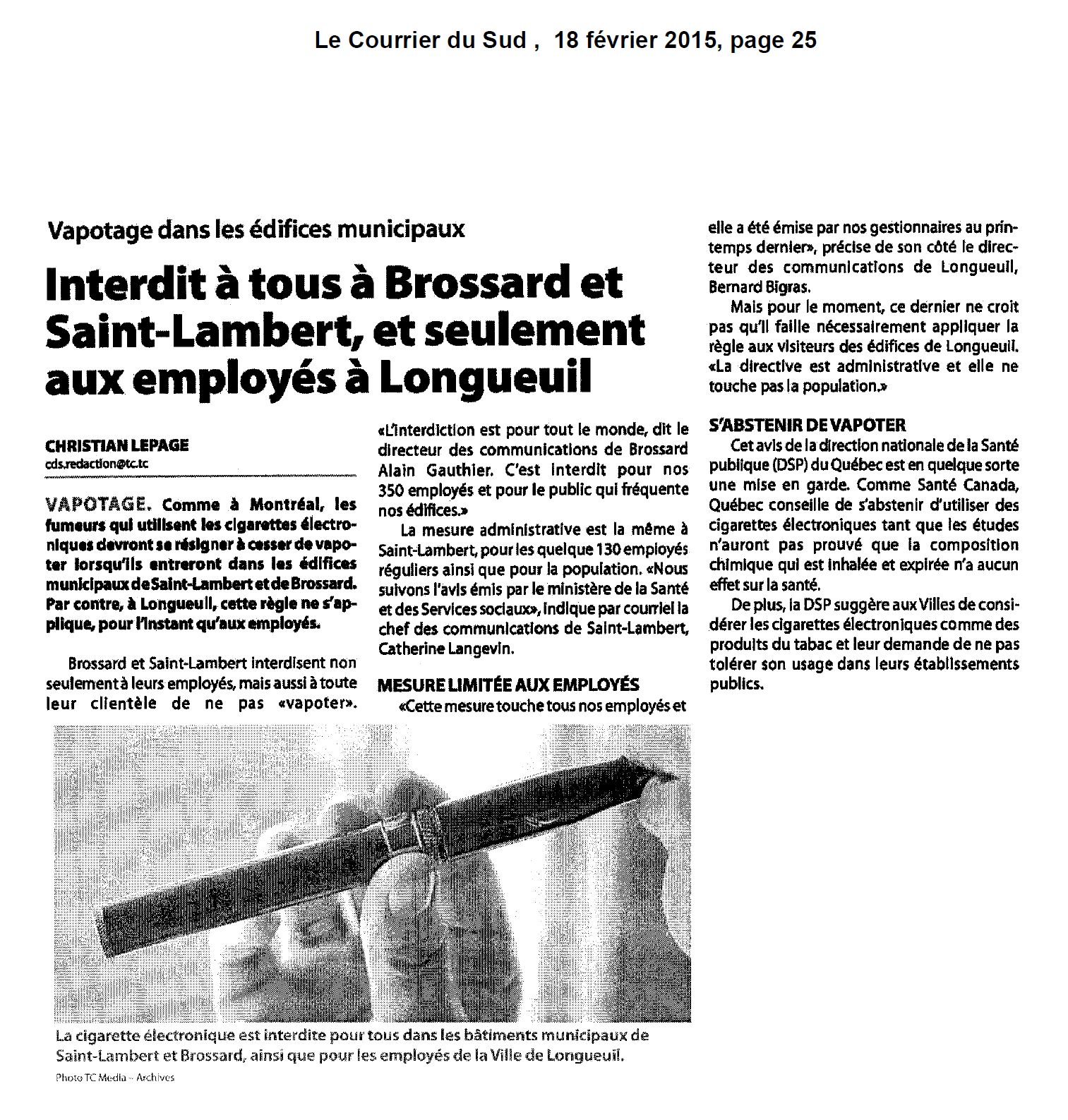 ART 15 02 18 Vapotage Interdit a Brossard CourrierDuSud P25