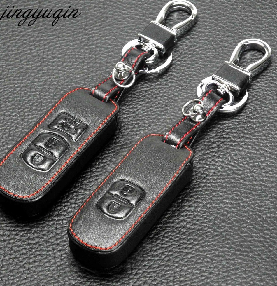 jingyuqin 2 3BTN Genuine Leather Car font b Key b font Case Protect for font b