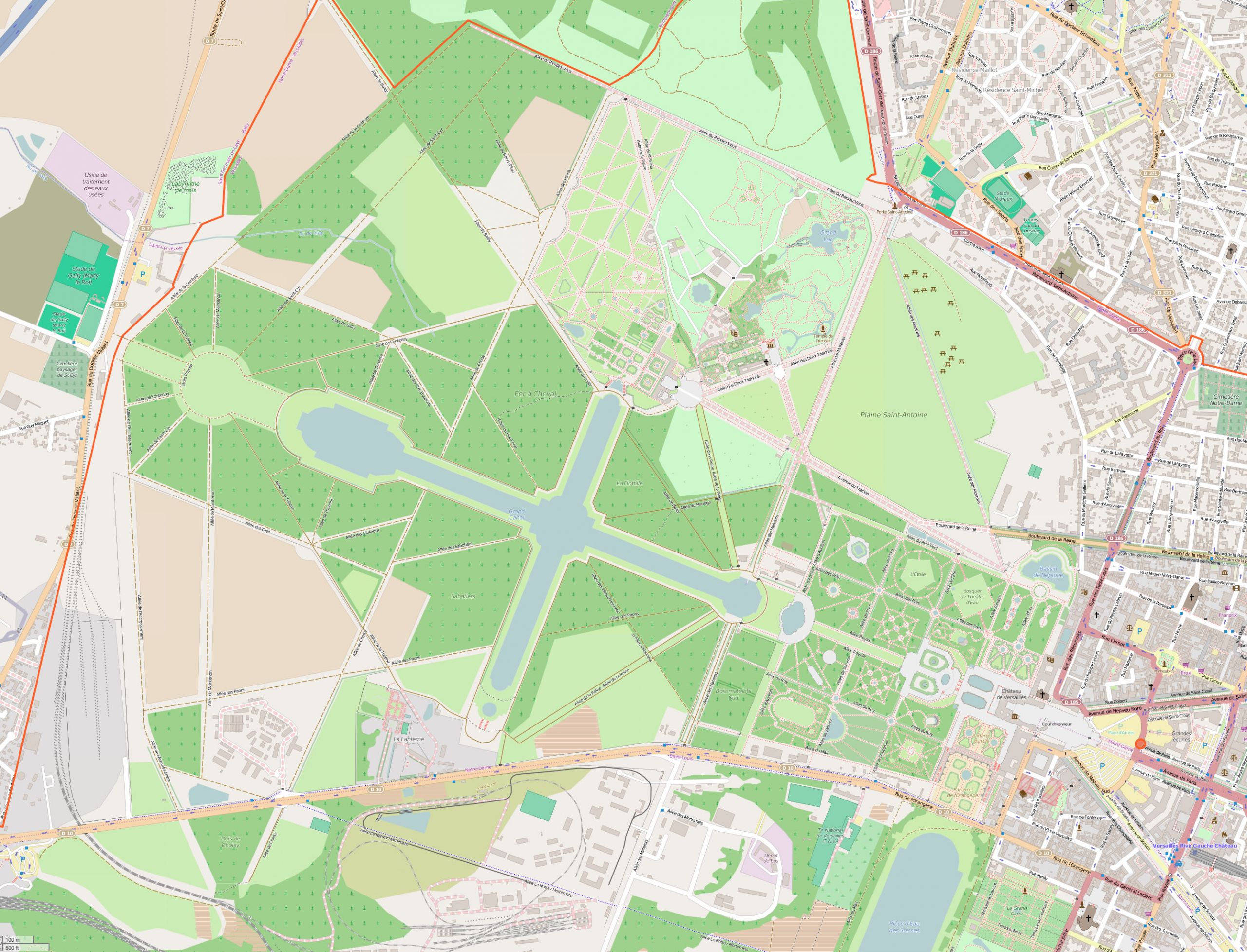 Map parc du chateau de Versailles