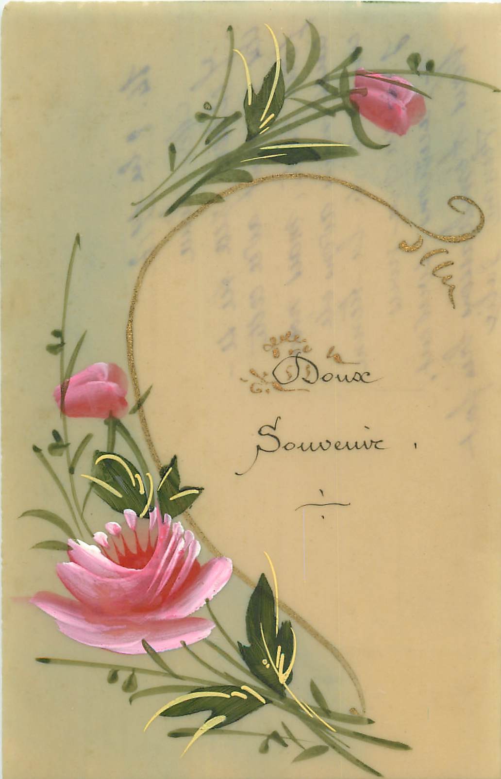 Au Jardin Fleuri Inspirant Fleurs Doux souvenir Roses Peintes   La Main Sur Cellulo¯d 1917