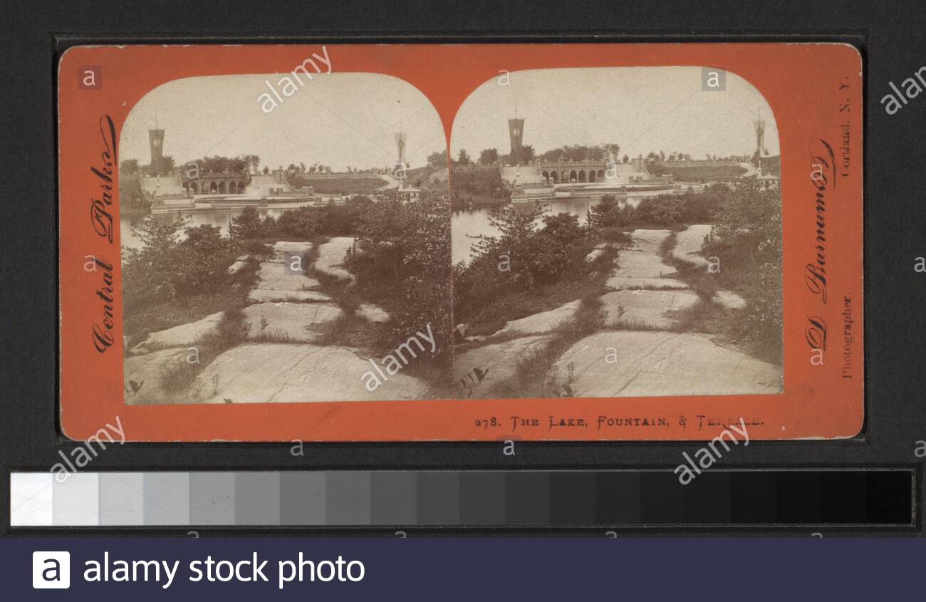 the lake fountain terrace includes seven hand colored views includes views by d barnum jw js moulton gg rockwood and other photographers and publishers one view has an advertisement on the back for the american tobacco pany robert dennis collection of stereoscopic views some views have tax stamps affixed title devised by cataloger views of the terrace and bethesda fountain including views of the fountain before ornate fountain topped by sculpture of woman the lake the terrace including details of ornate stonework general views including one from across the lake showi 2AM1H4K