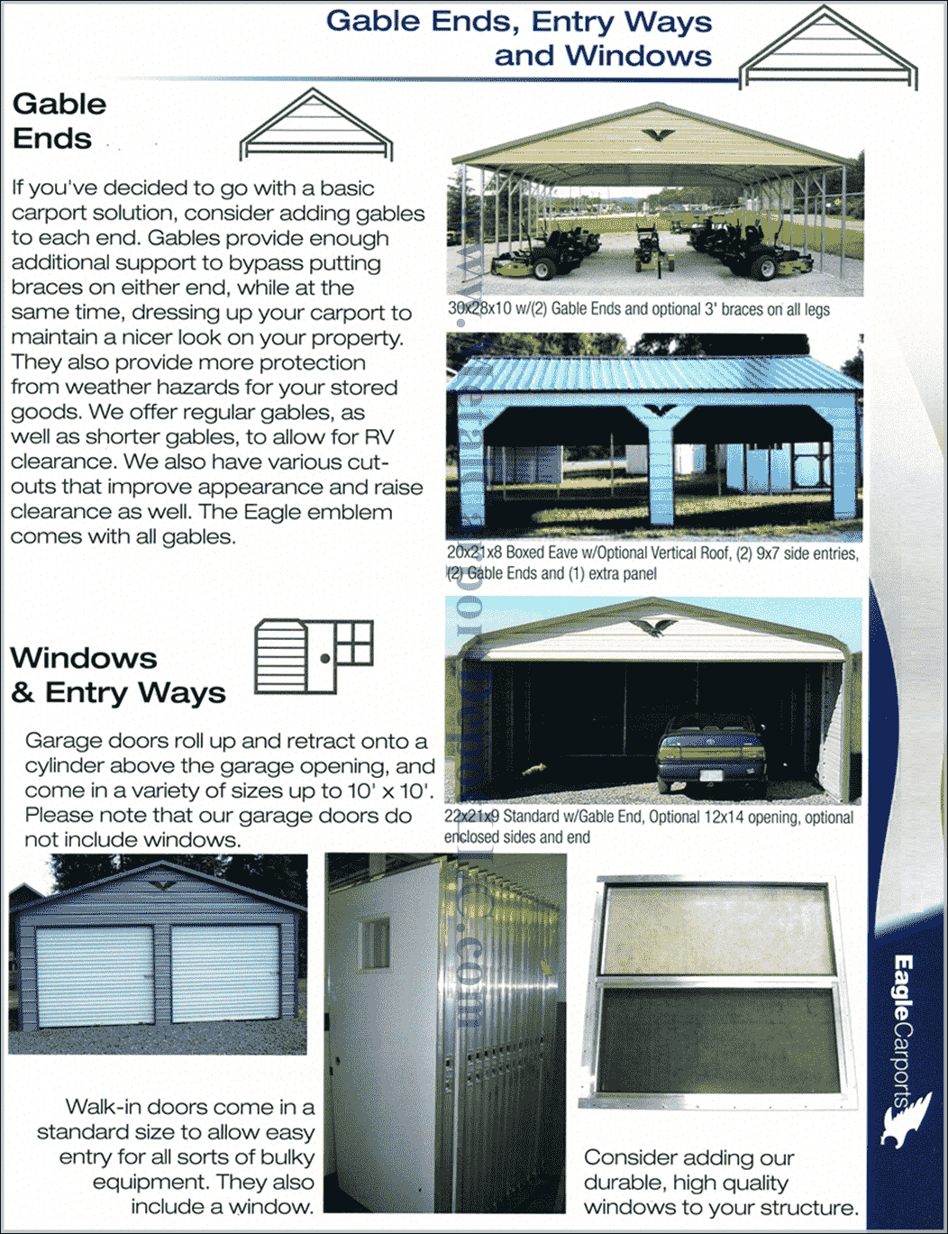 Metal Carport Gable End & Window Information1050 min