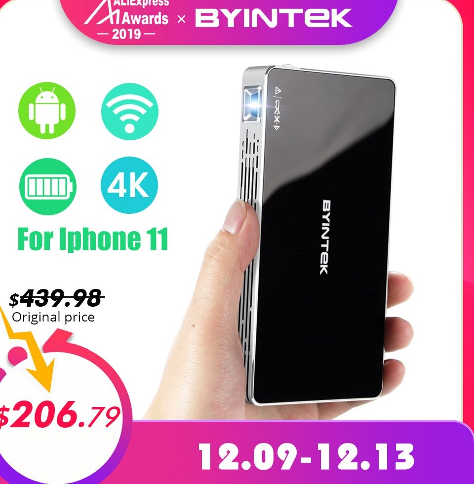 BYINTEK UFO P10 Portable Smart Home Theater Android 7 1 2 OS Wifi Mini HD LED