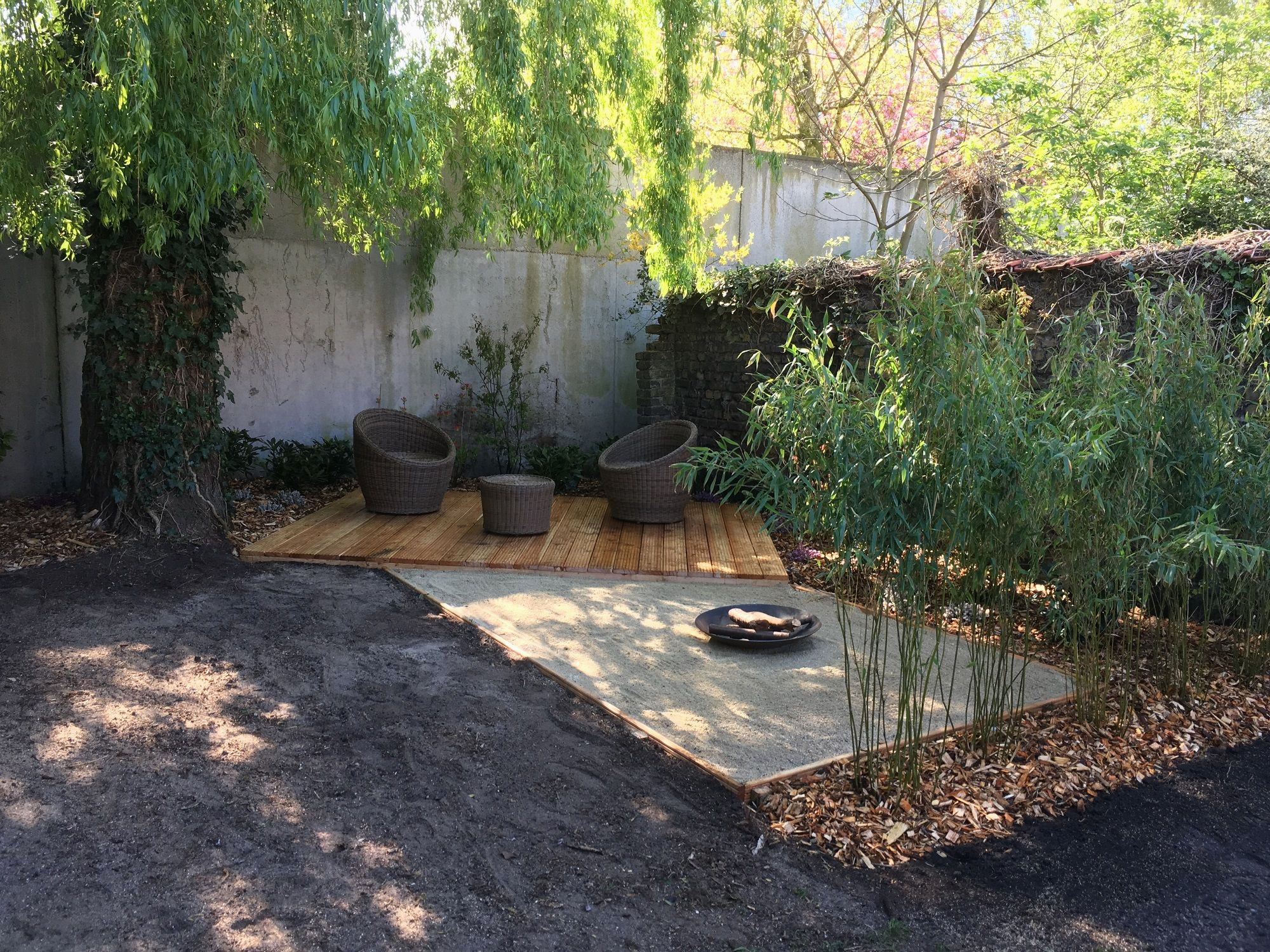 espalier bois jardin superbes terrasse avec espace brasero de espalier bois jardin