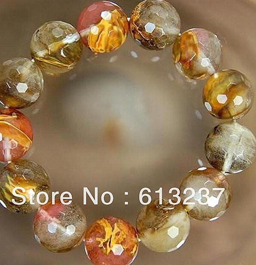 Mode Pastèque Tourmaline pierre 10mm Facettes Rondes en vrac Perles diy jewlry Bracelet 7 5 GE722