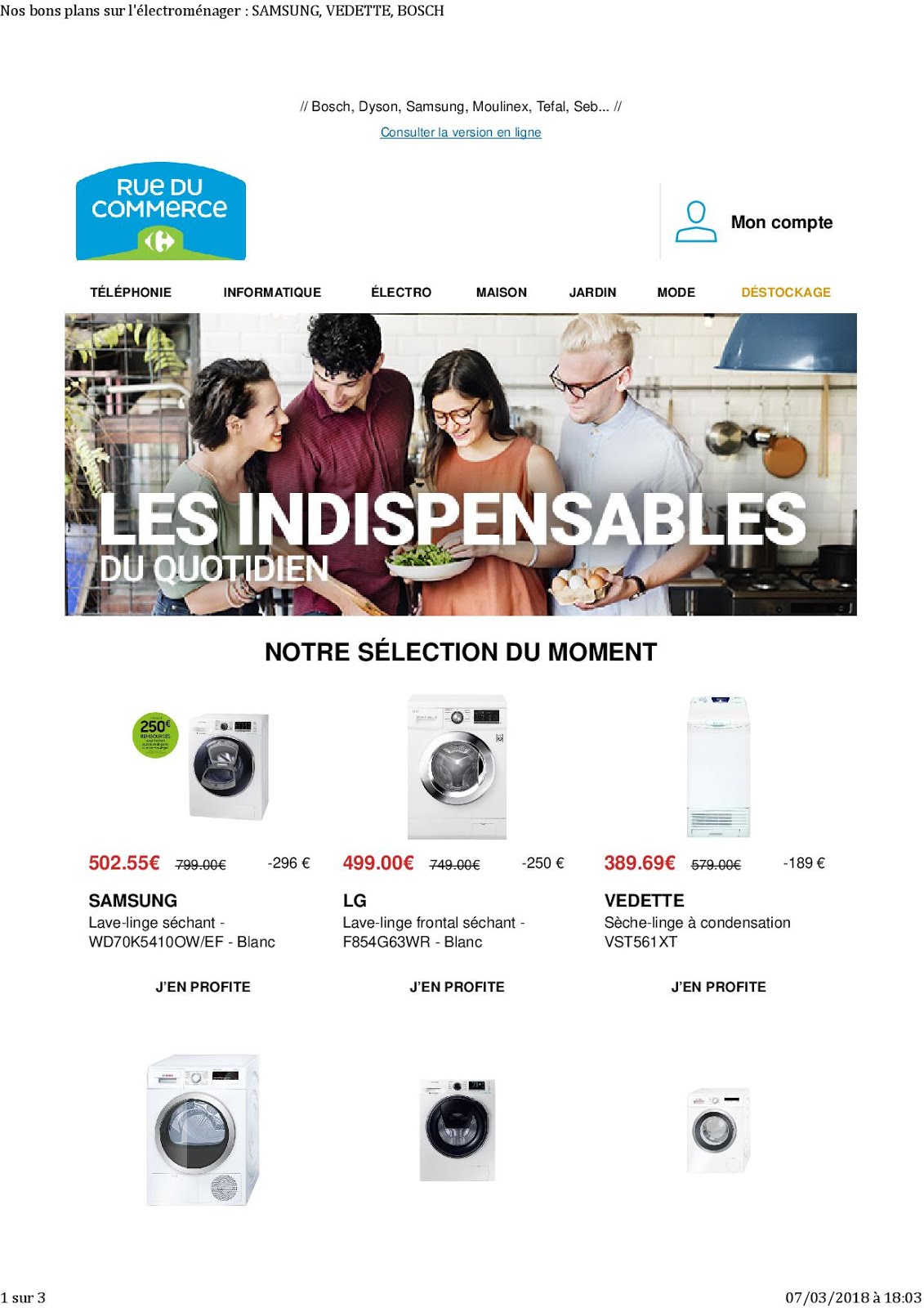 Nos bons plans sur l électroménager SAMSUNG VEDETTE BOSCH