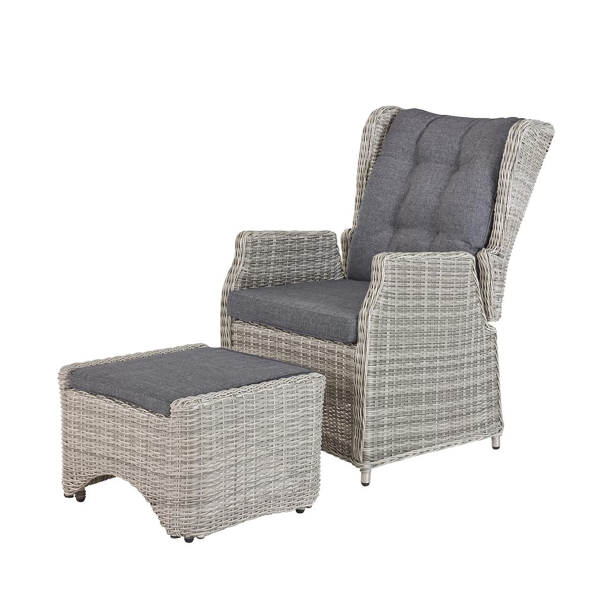Fauteuil Exterieur Gifi Génial Gartensessel Mit Fußhocker King Position Grau Polyrattan
