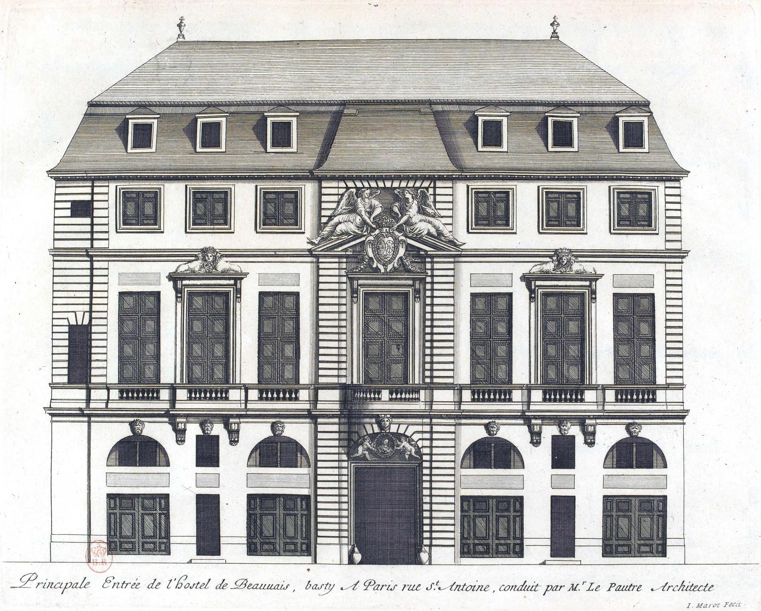 L Architecture française Marot BnF RES V 371 045r f97 Hôtel de Beauvais Principale entrée adjusted