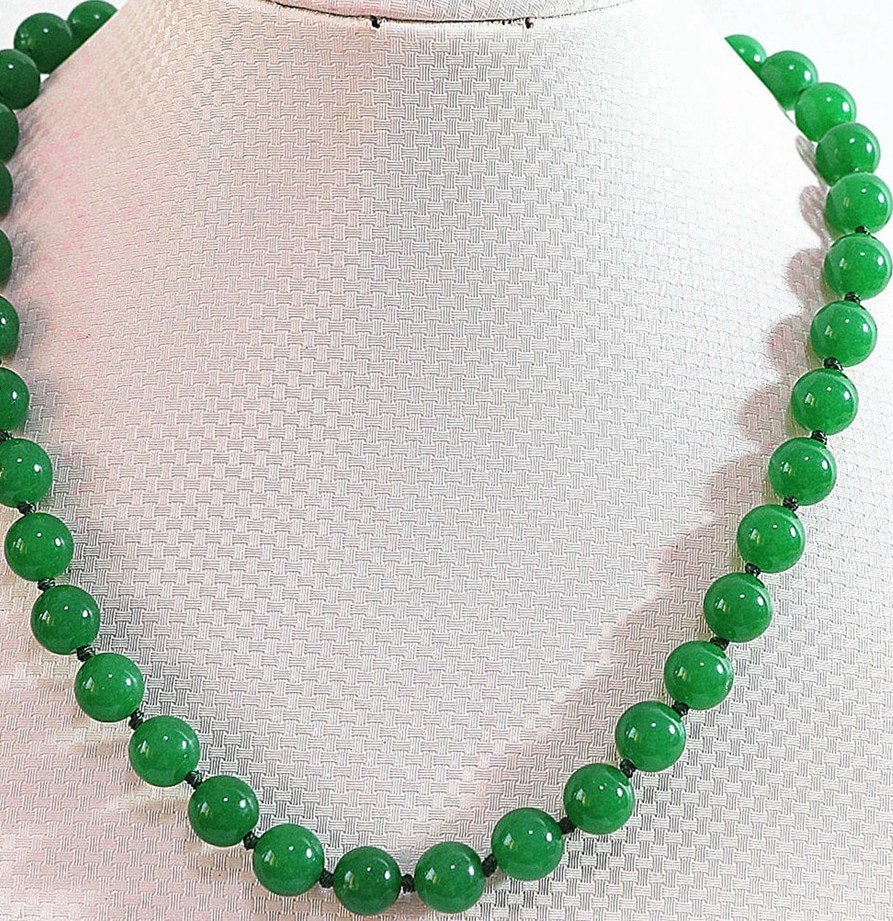 Nouveau mode naturel pierre vert jades calcédoine 6mm 8mm 10mm 12mm 14mm ronde perles diy collier