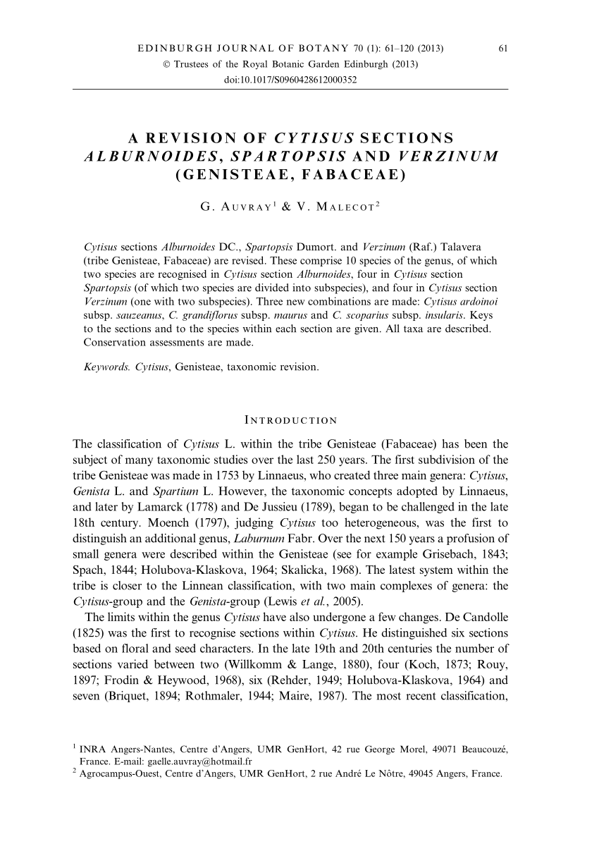 Jardin Botanique Nantes Génial Pdf A Revision Of Cytisus Sections Alburnoides Spartopsis