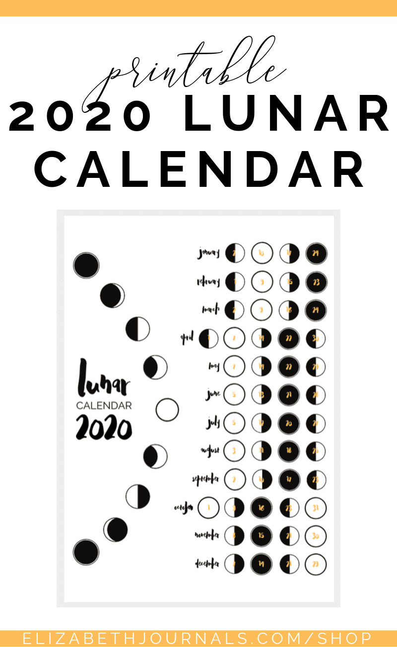 Jardin Calendrier Lunaire Unique 2020 Lunar Calendar Bullet Journal Printable