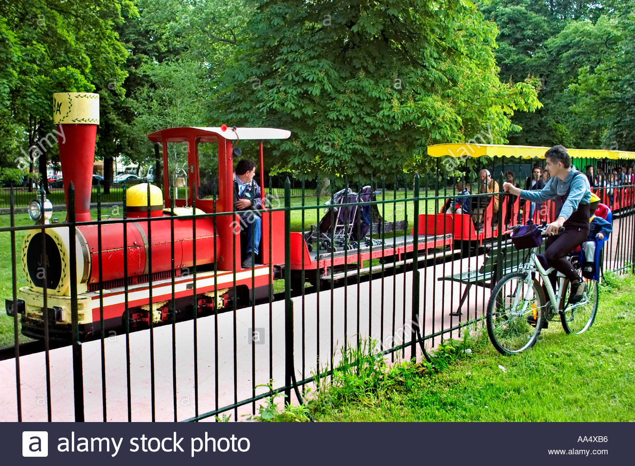 paris france urban playground parks people miniature train ride in AA4XB6