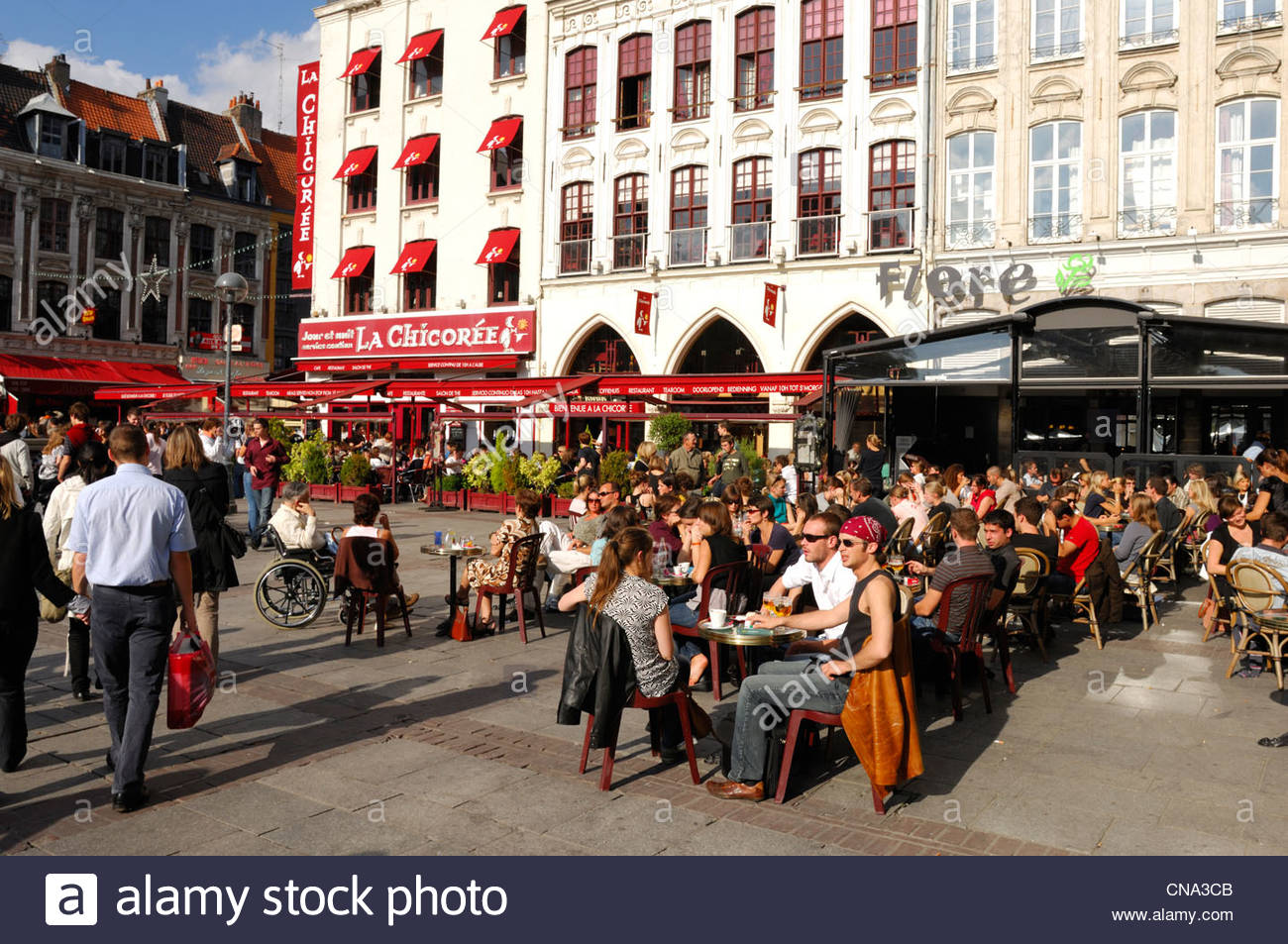 france nord lille walkers and outdoor cafes on the place rihour CNA3CB