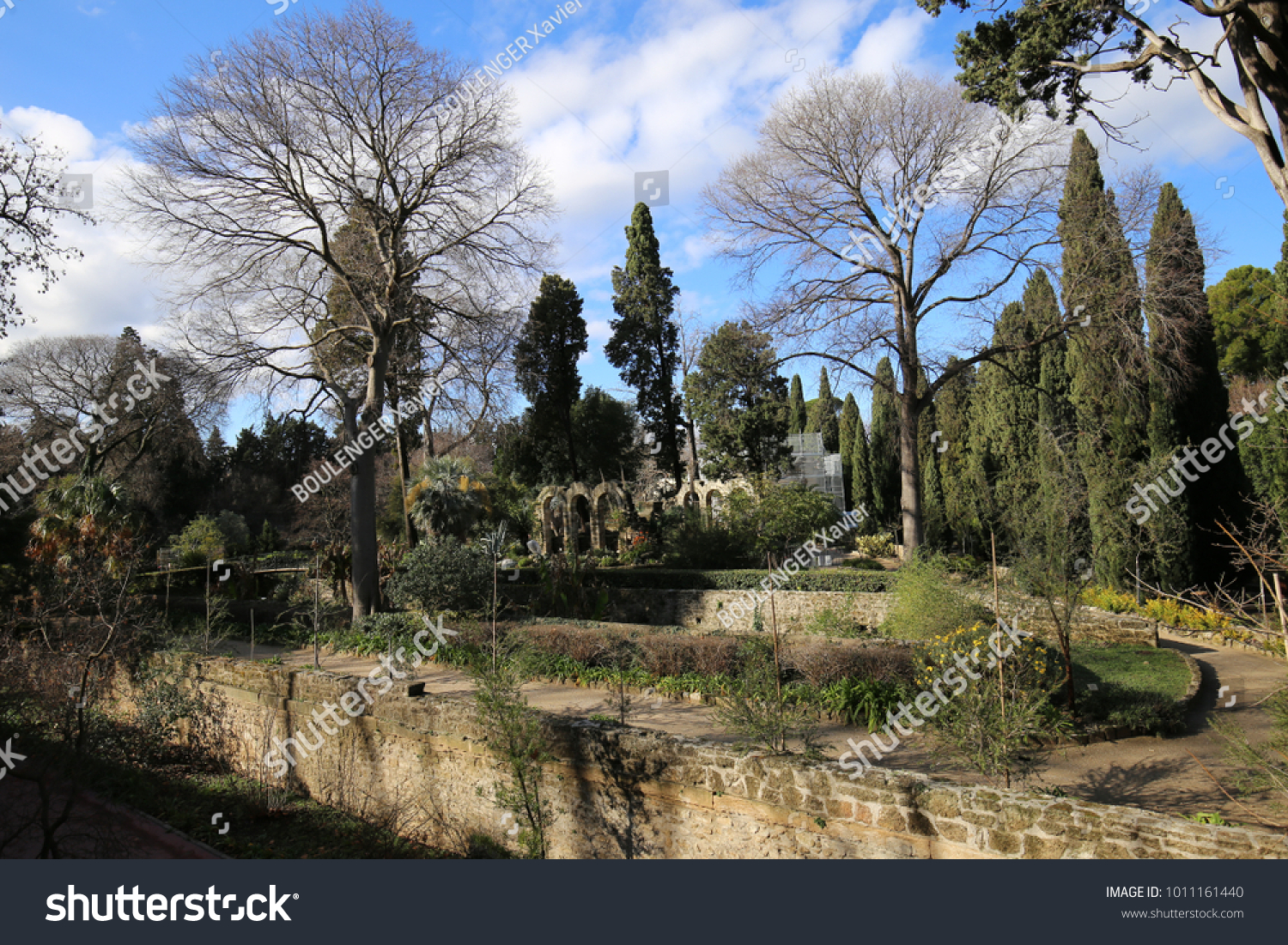 stock photo panoramic view of the botanical garden of montpellier france called jardin des plantes in french