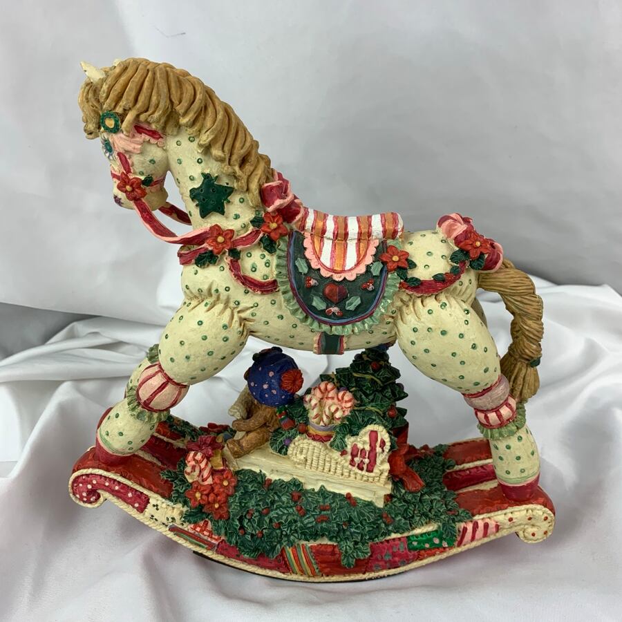 Jardin Des souvenirs Nouveau Vintage Giny Christmas Musical Rocking Horse 1992