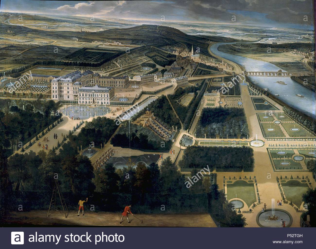 vista general del palacio y de los jardines de saint cloud 1674 barroco frances author etienne allegrain 1644 1736 location museo palacio versailles france P52TGH