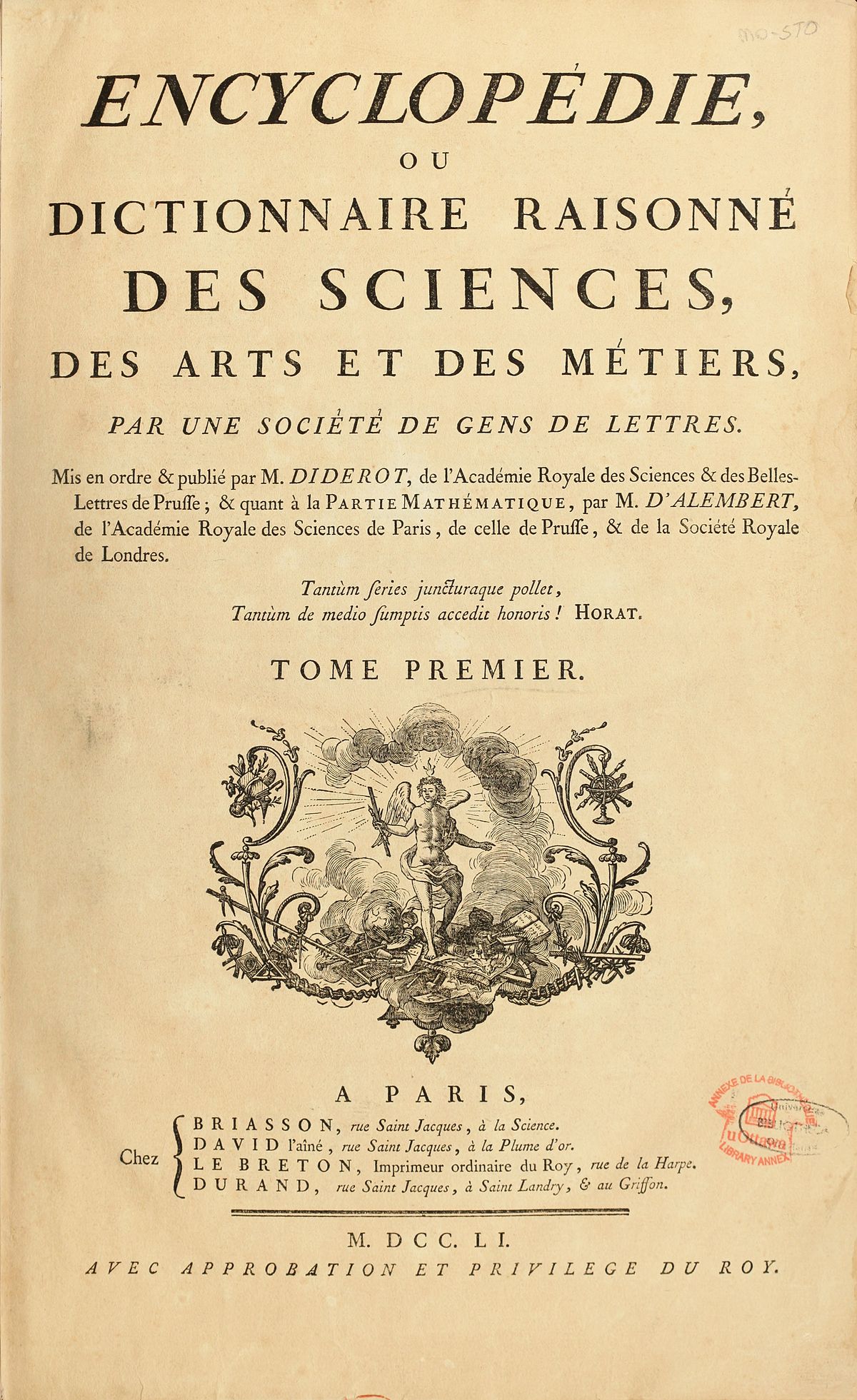 1200px Encyclope de D Alembert et Diderot Premiere Page ENC 1 NA5